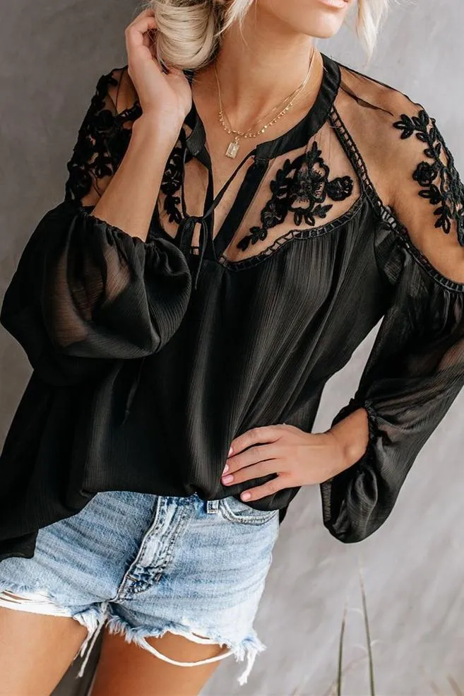 Formal Invitation Lace Blouse - Black