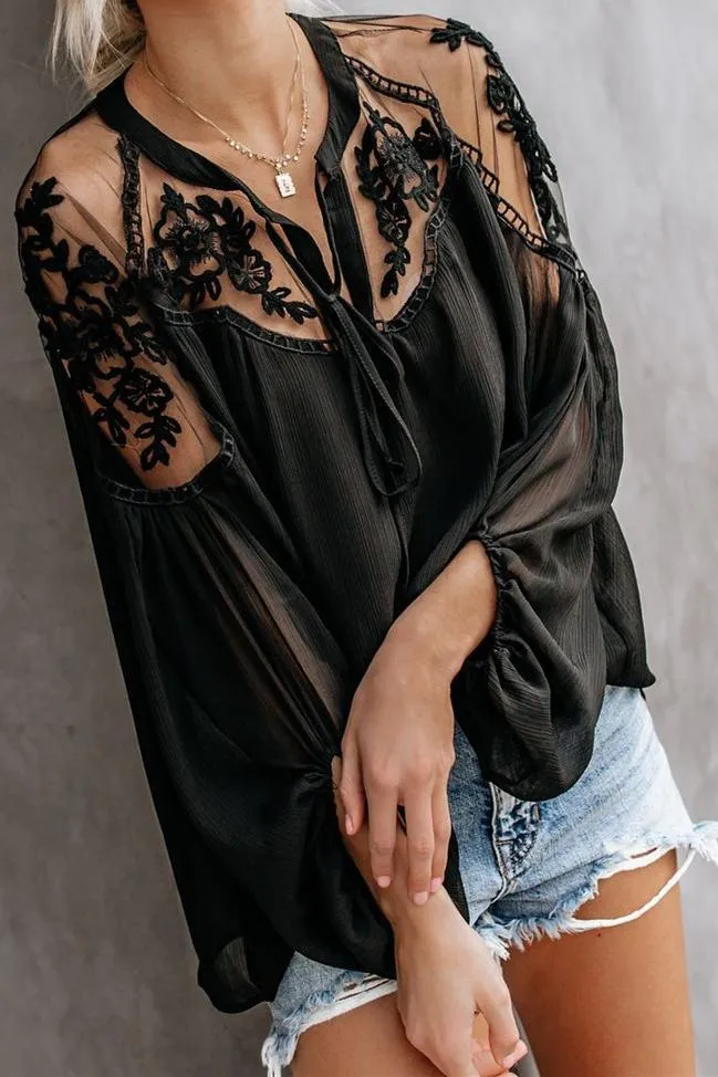 Formal Invitation Lace Blouse - Black