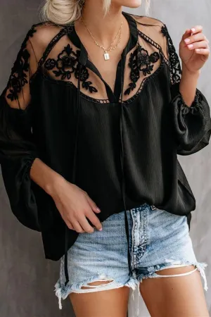 Formal Invitation Lace Blouse - Black