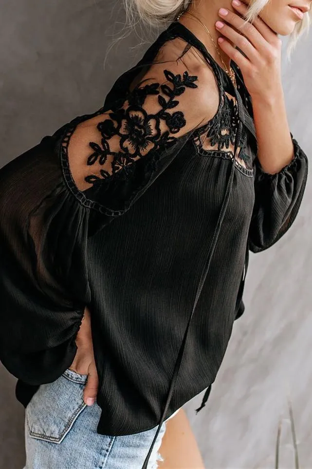 Formal Invitation Lace Blouse - Black