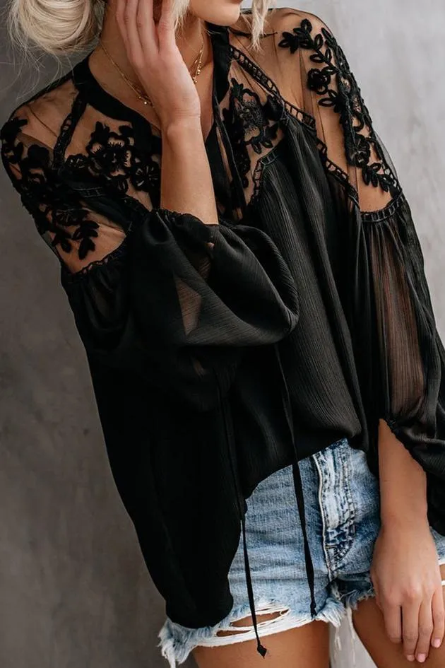 Formal Invitation Lace Blouse - Black
