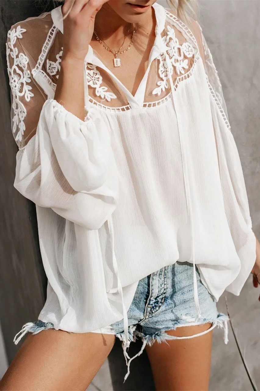 Formal Invitation Lace Blouse - White