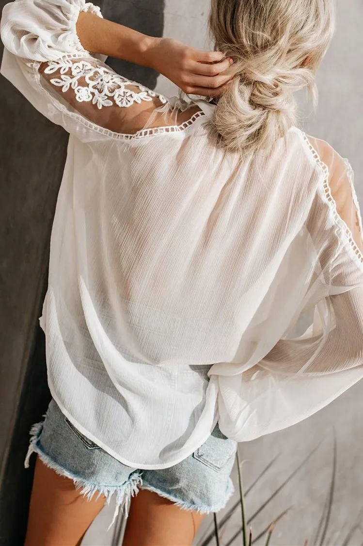 Formal Invitation Lace Blouse - White