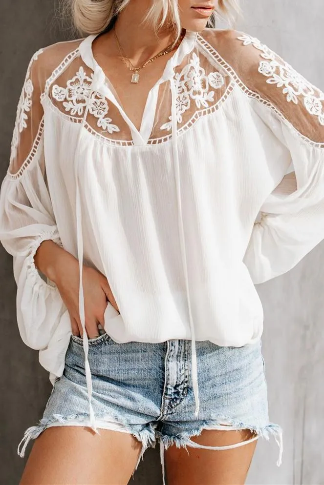 Formal Invitation Lace Blouse - White