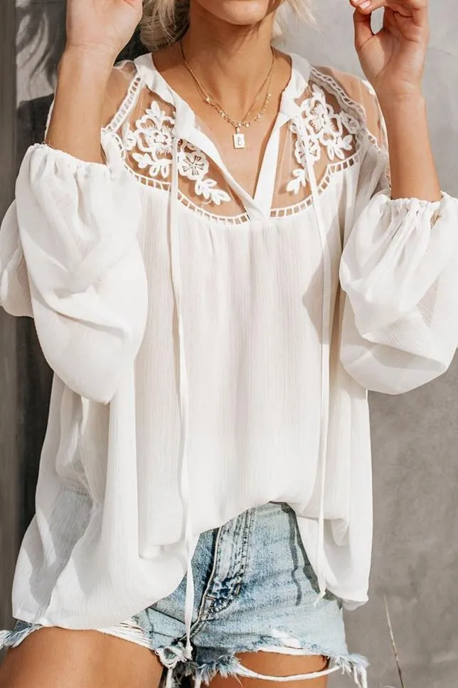 Formal Invitation Lace Blouse - White