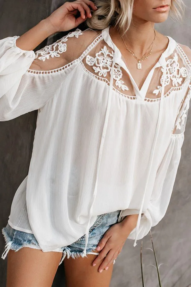 Formal Invitation Lace Blouse - White