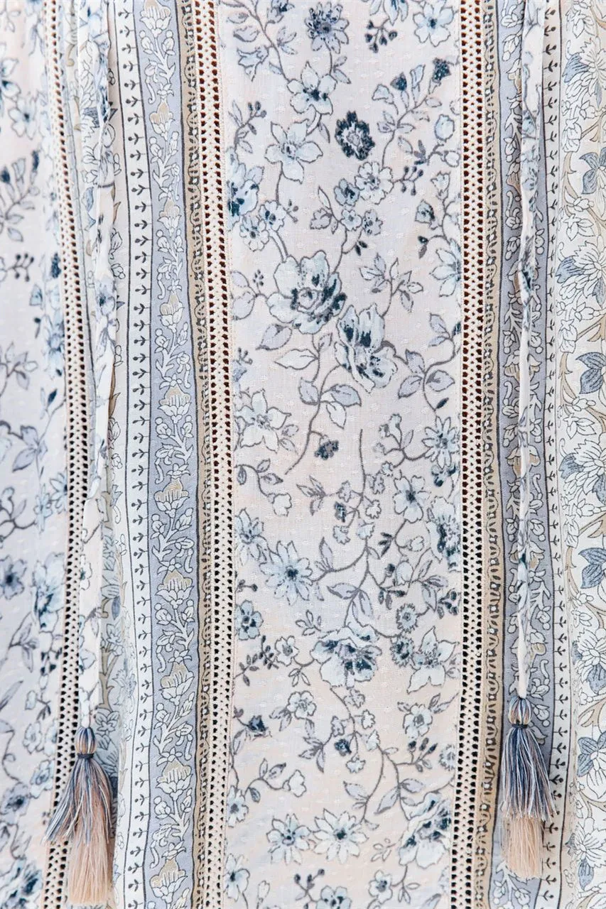 Gale Floral Peasant Top - Blue