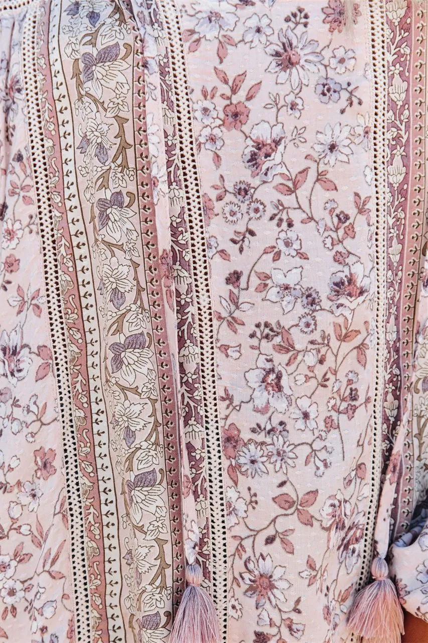 Gale Floral Peasant Top - Lavender