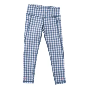 Girl's Athletic Legging in Bluefin Blue Gingham