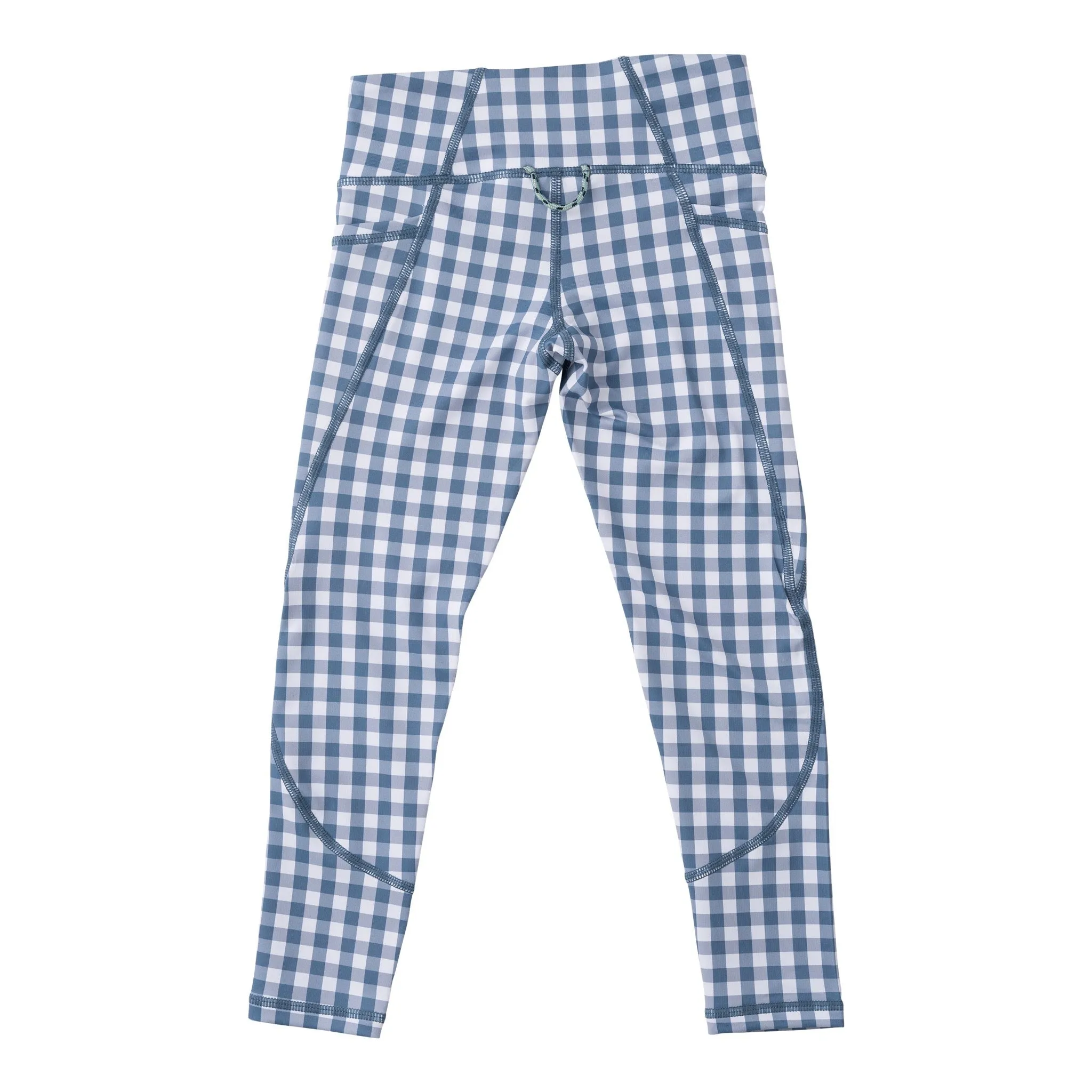 Girl's Athletic Legging in Bluefin Blue Gingham