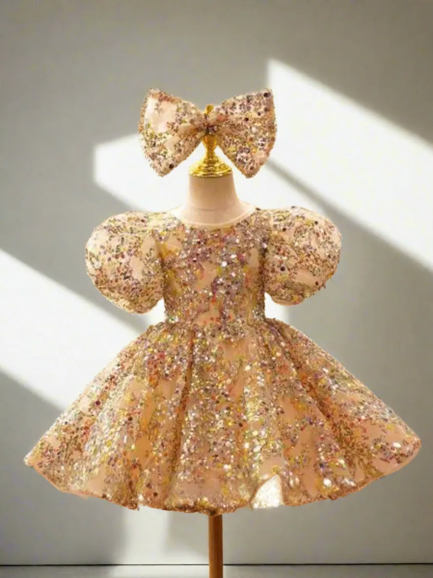 Gold Sequin Magic Mini Special Occasion Dress