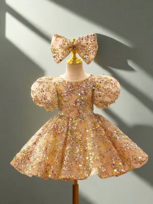 Gold Sequin Magic Mini Special Occasion Dress
