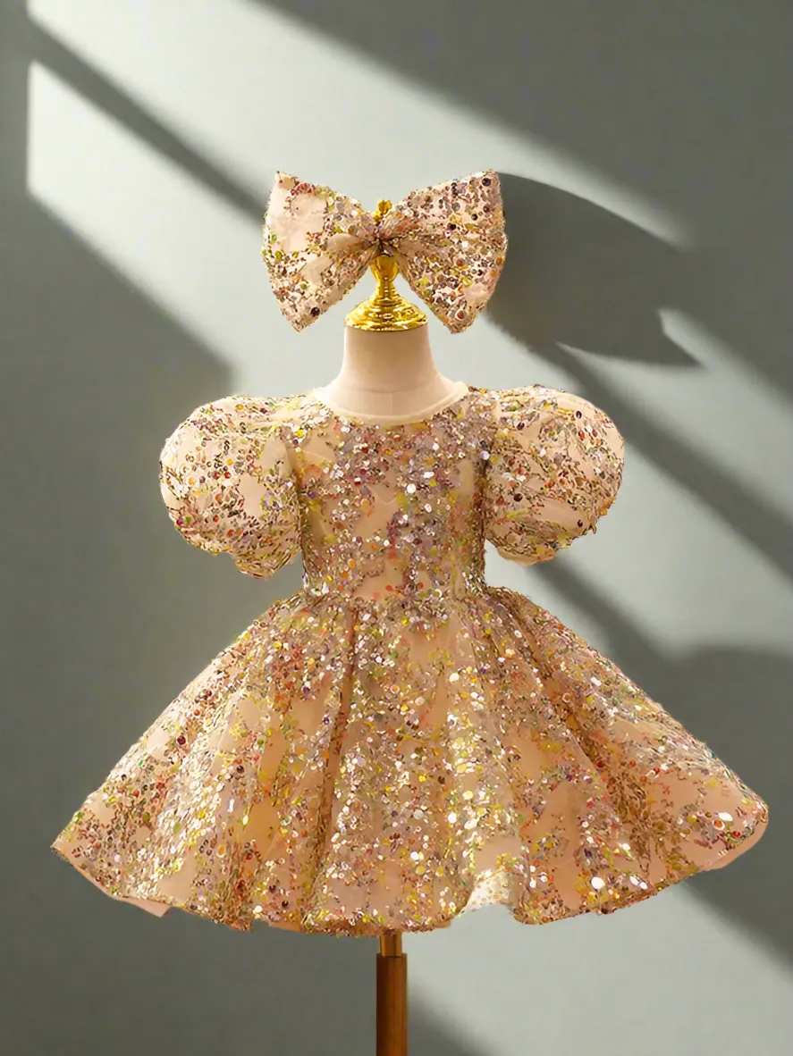 Gold Sequin Magic Mini Special Occasion Dress