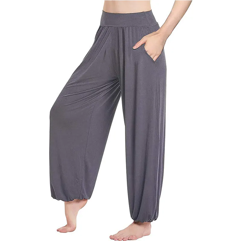 HANERDUN Womens Comfy Pajama Pants Loose Yoga Pants Stretch Lounge Bottoms Wide Leg Pants with Pockets