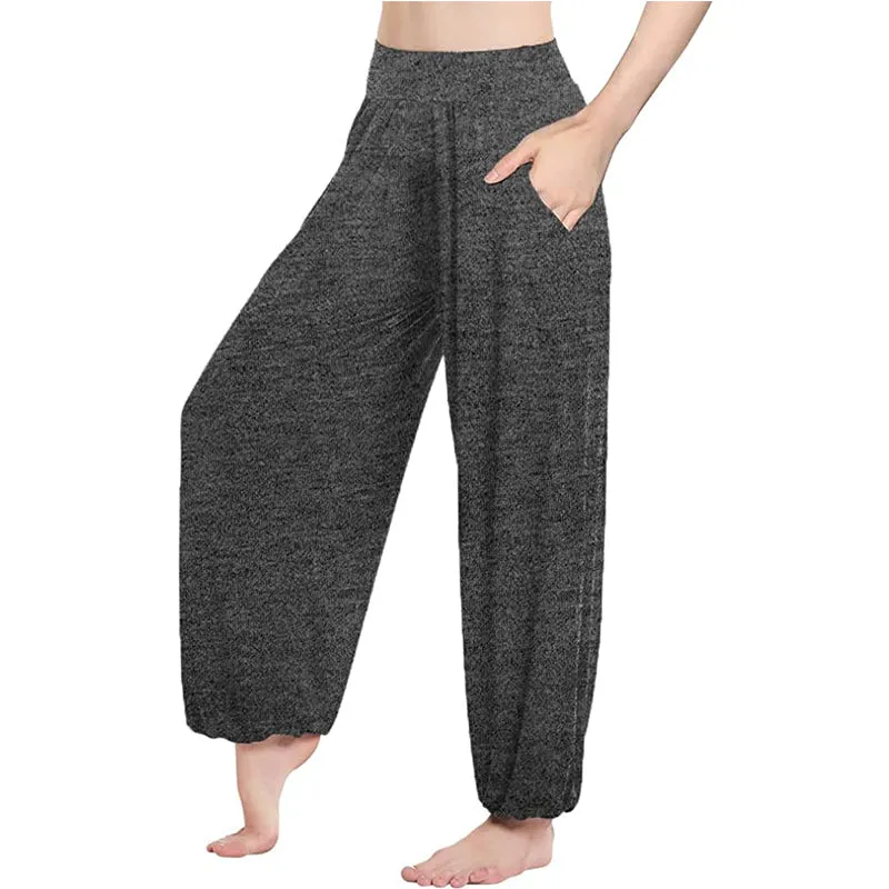 HANERDUN Womens Comfy Pajama Pants Loose Yoga Pants Stretch Lounge Bottoms Wide Leg Pants with Pockets