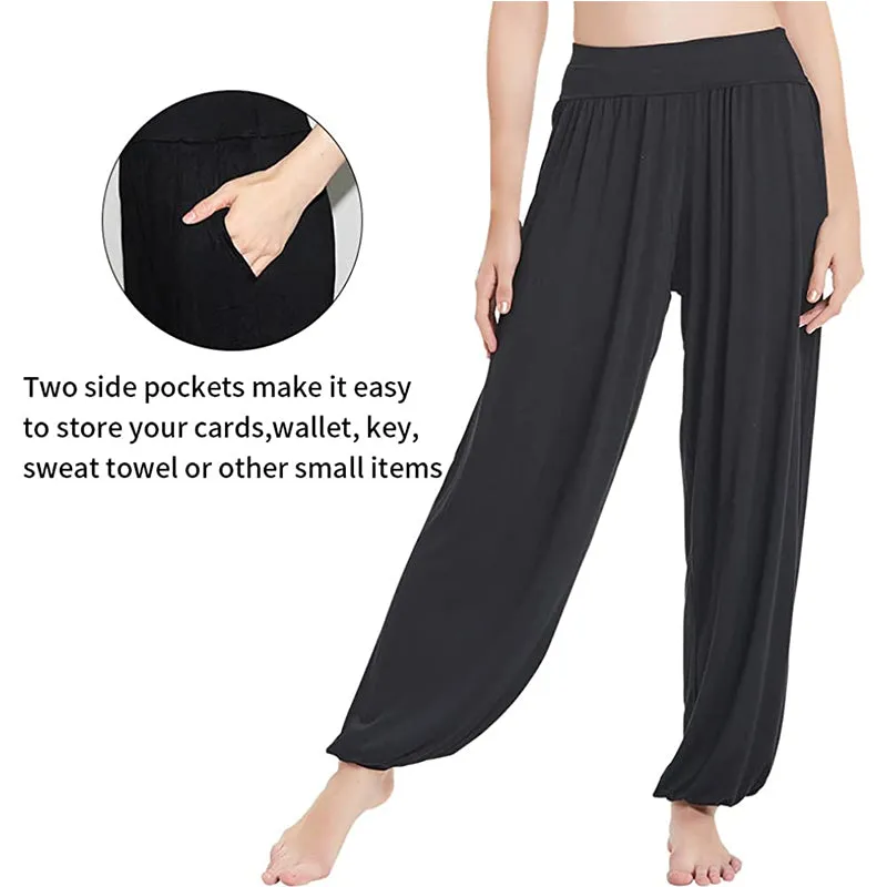 HANERDUN Womens Comfy Pajama Pants Loose Yoga Pants Stretch Lounge Bottoms Wide Leg Pants with Pockets