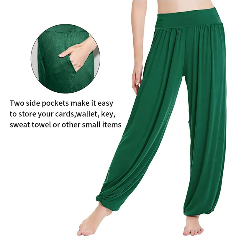 HANERDUN Womens Comfy Pajama Pants Loose Yoga Pants Stretch Lounge Bottoms Wide Leg Pants with Pockets