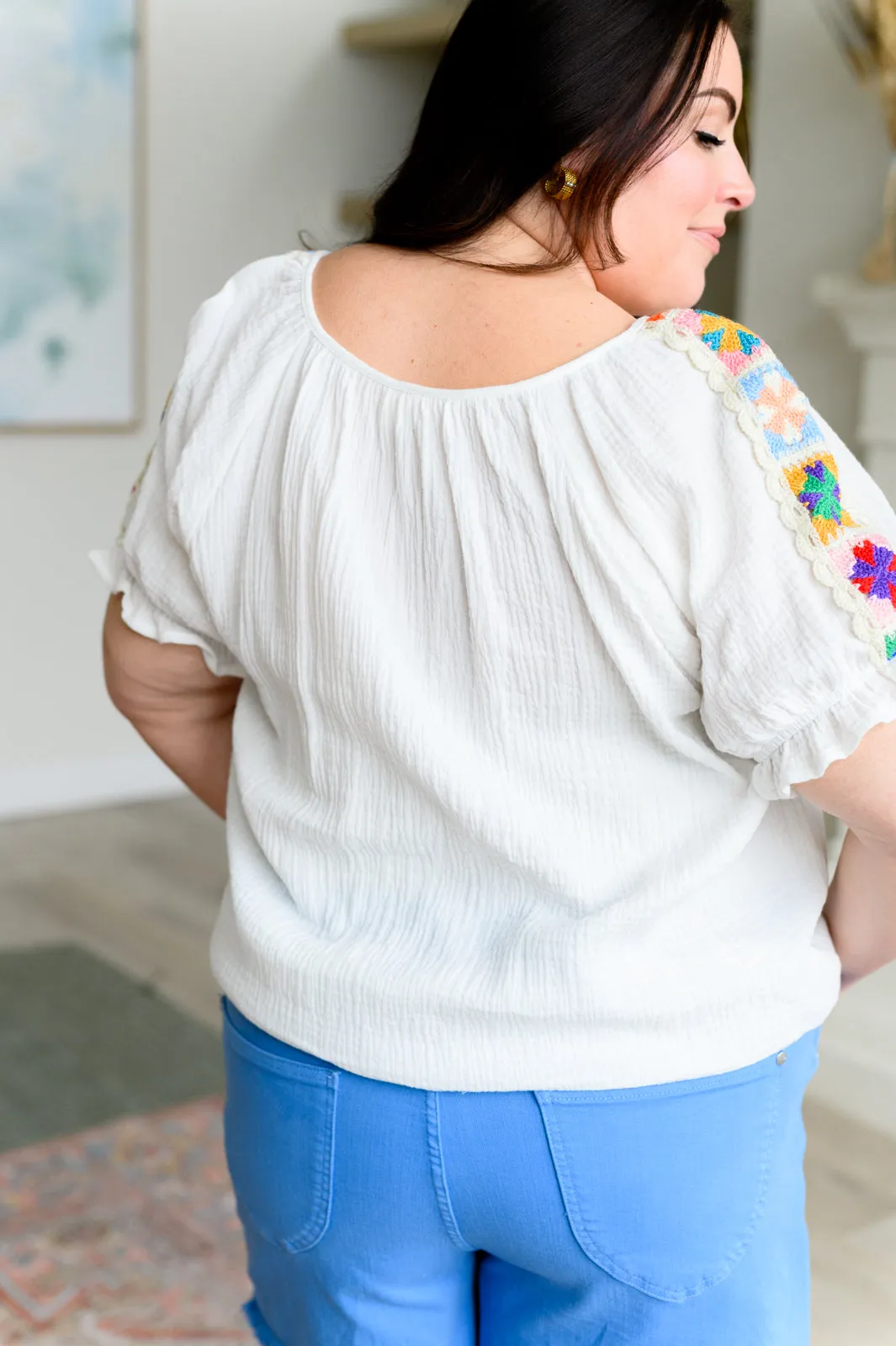 Hazel Blues® |  Don't You, Forget About Me Crinkle Knit Blouse