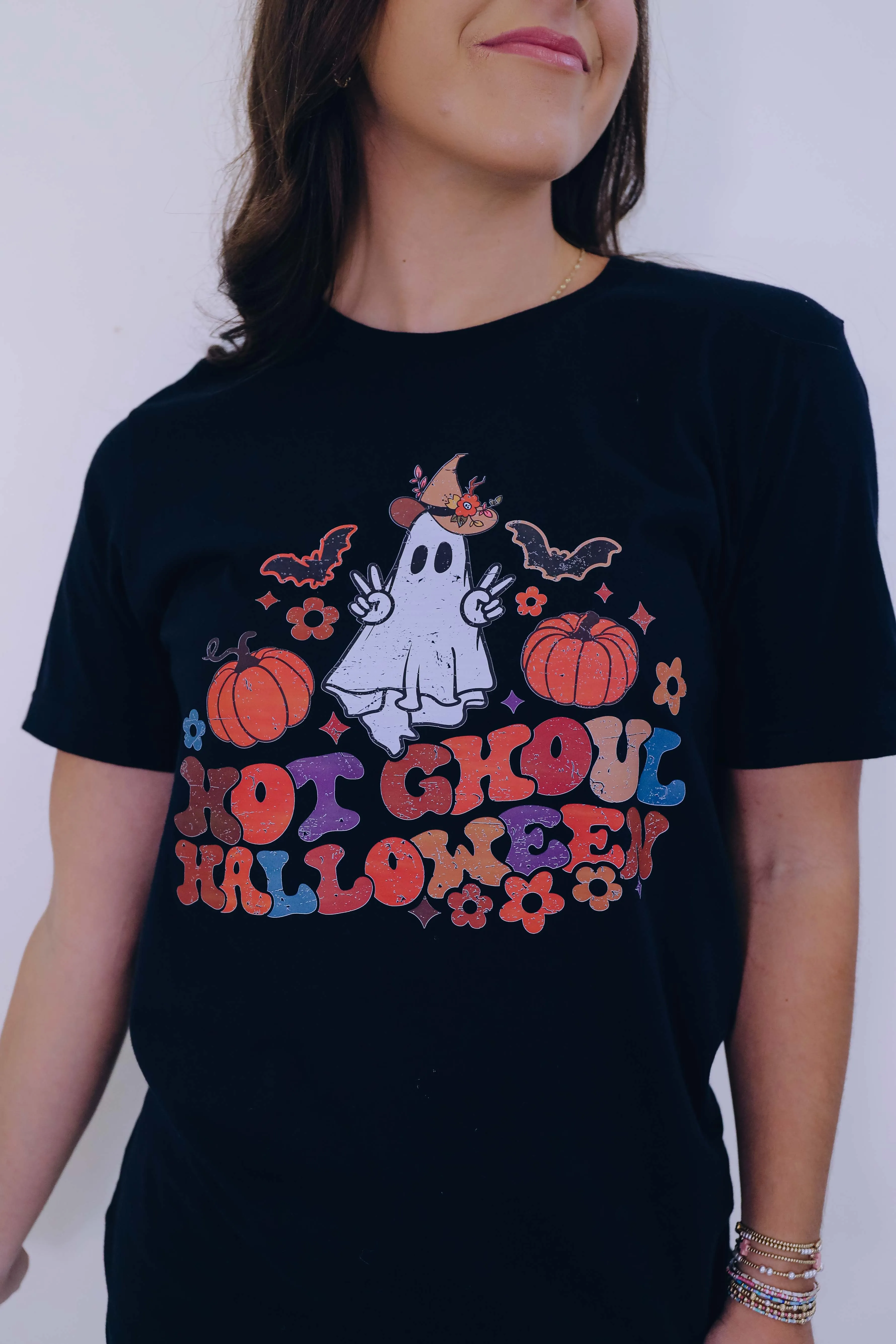Hot Ghoul Halloween Graphic Tee S-3X - Black