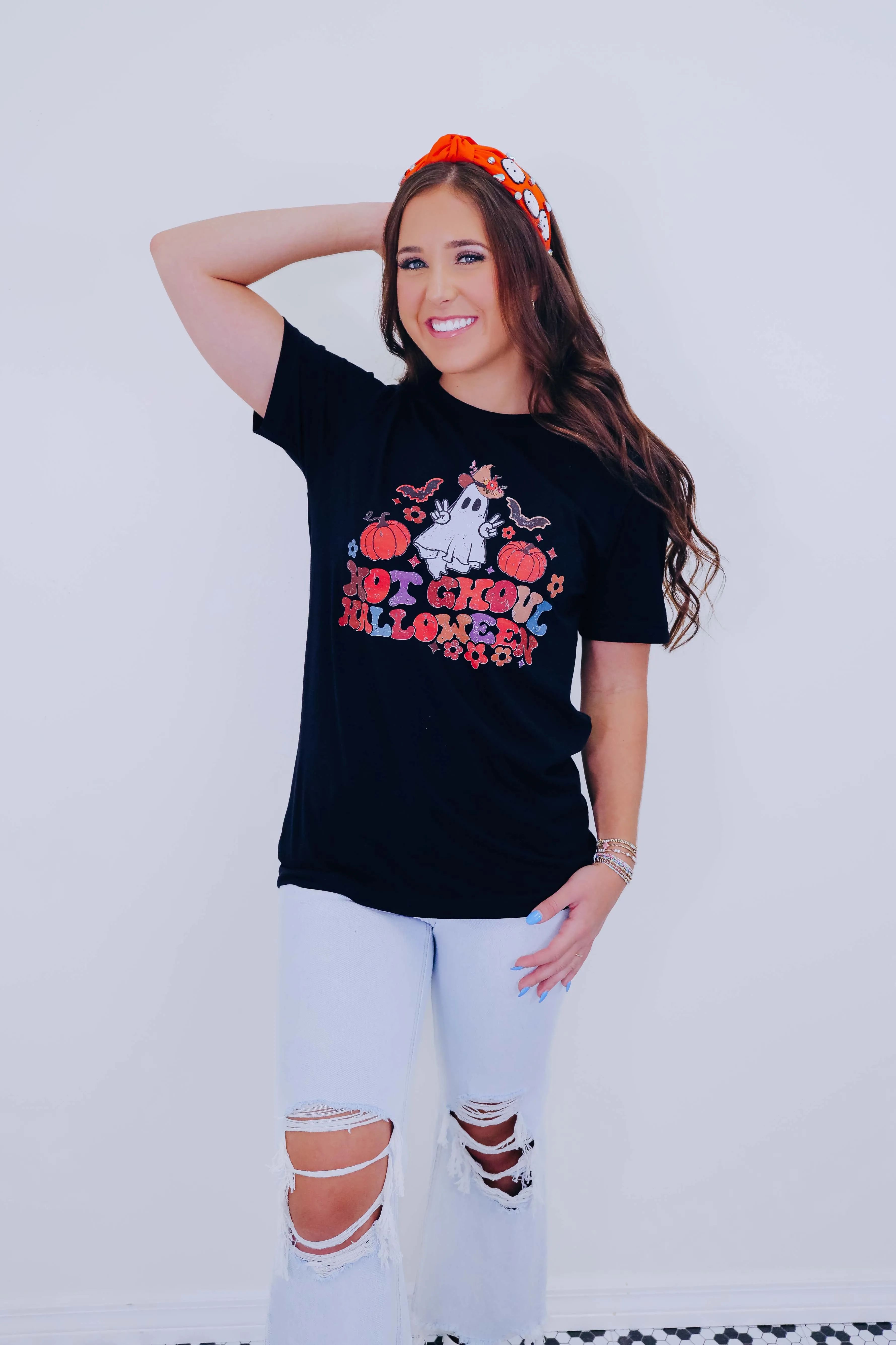 Hot Ghoul Halloween Graphic Tee S-3X - Black