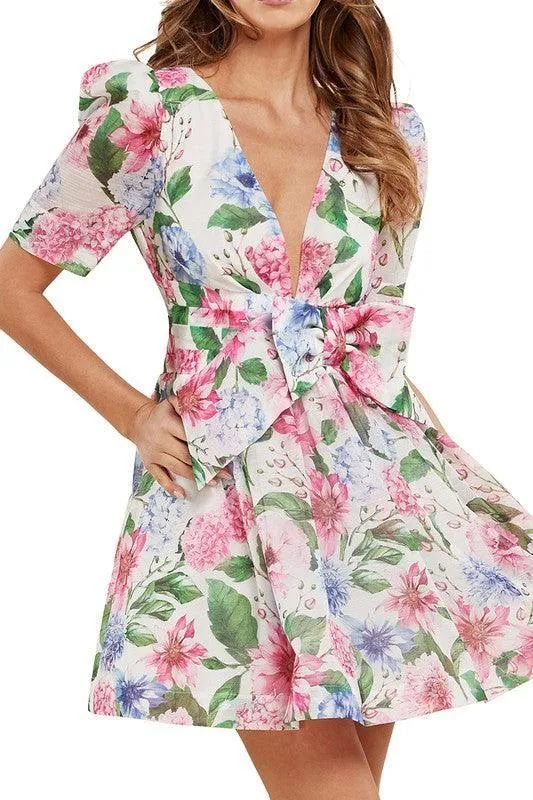 HYDRANGEA PRINT MINI DRESS