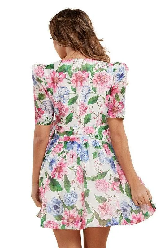 HYDRANGEA PRINT MINI DRESS