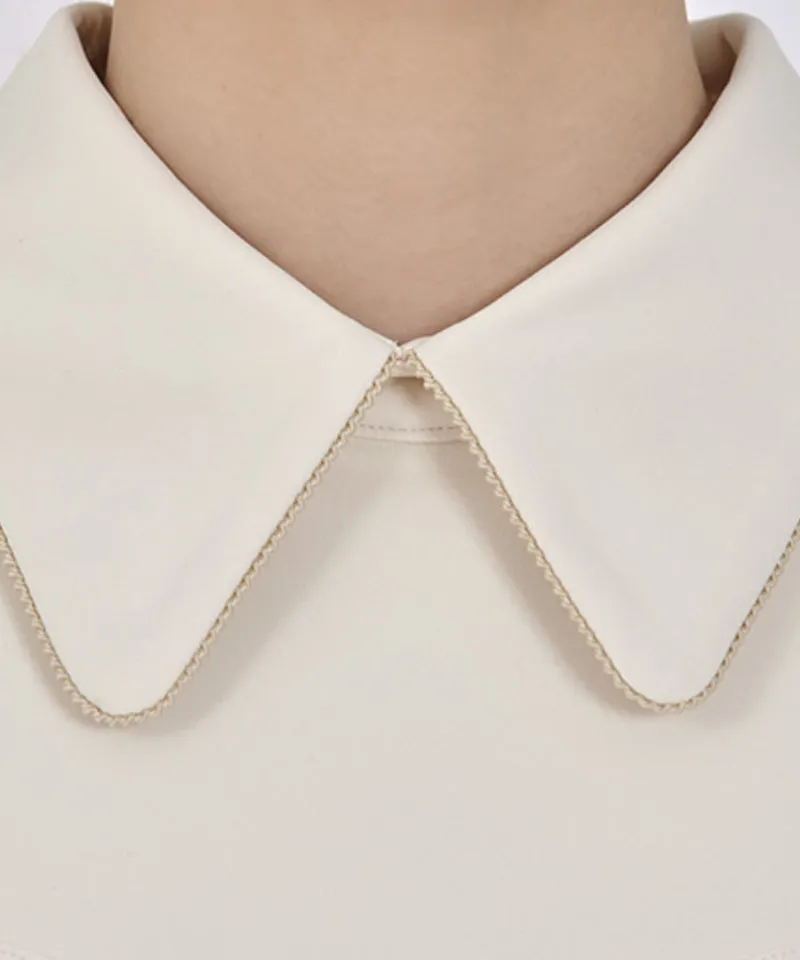 J.Jane Classic Color Contrast Ribbon Flared Dress - Cream