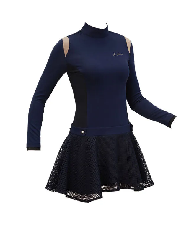 J.Jane Waffle Long Sleeve One-piece (Navy)