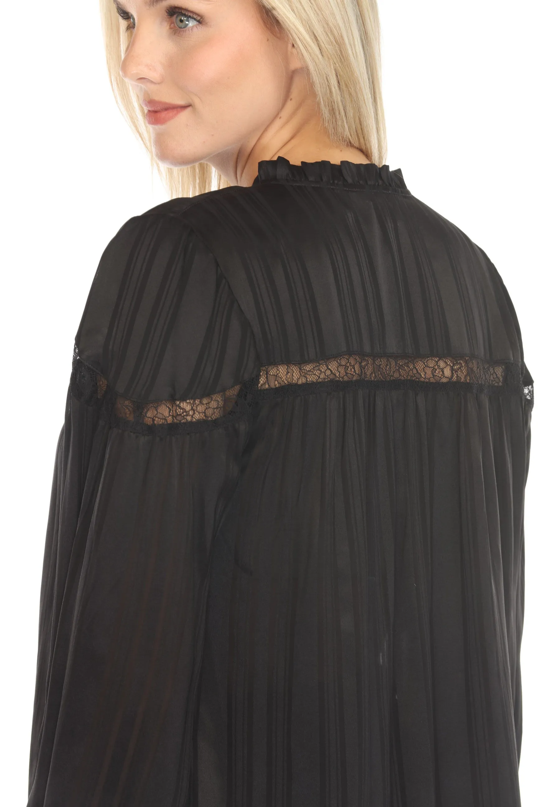 Johnny Was Calme Striped V-Neck Silk Peasant Top O21062-O *