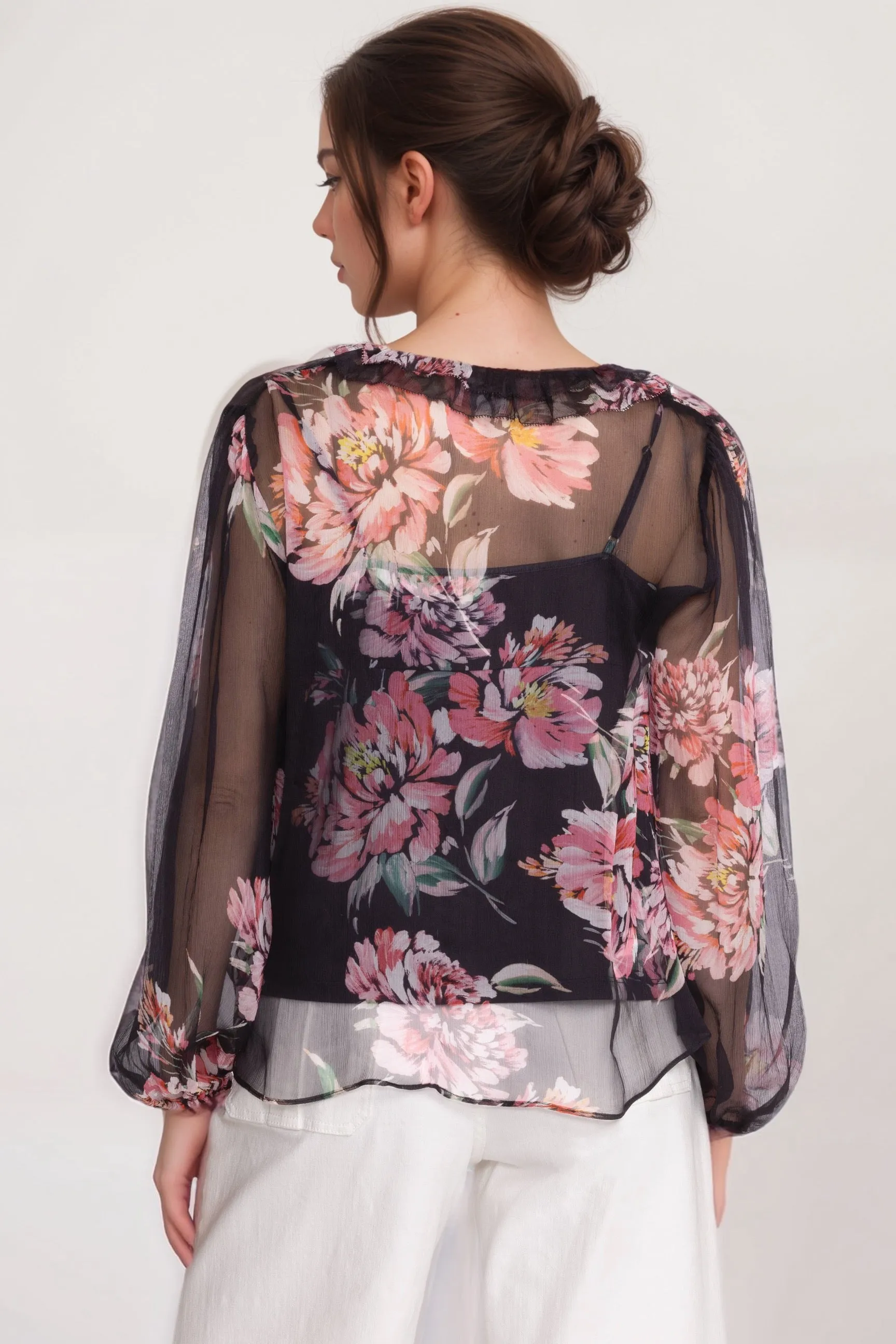 Johnny Was Jade Black Jaycee Peasant Blouse L11624
