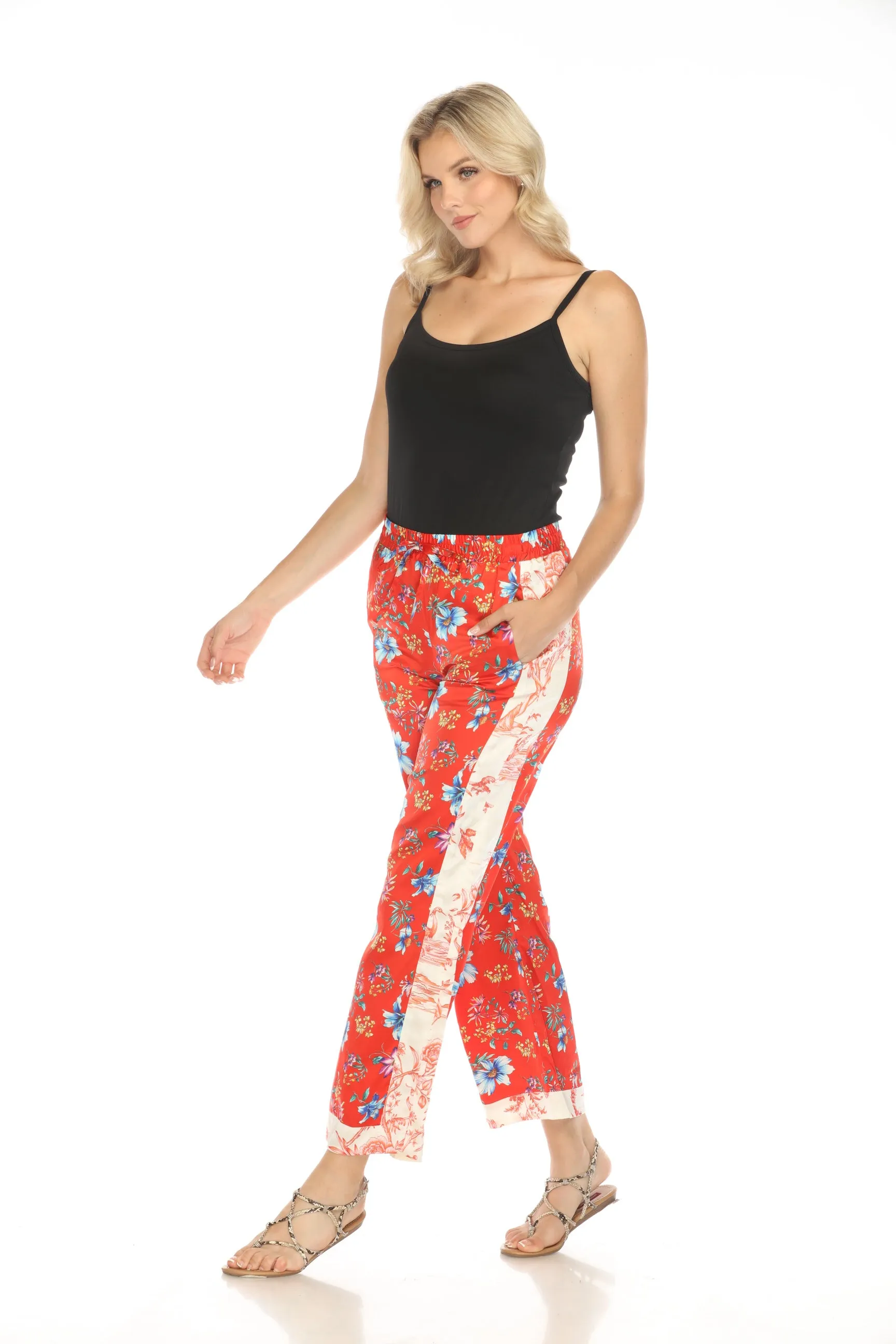 Johnny Was Tahlia Lux Floral Silk Pants C63424A3 Boho Chic