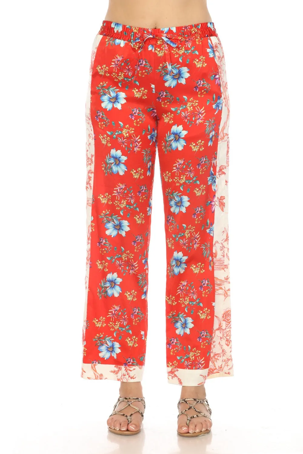 Johnny Was Tahlia Lux Floral Silk Pants C63424A3 Boho Chic