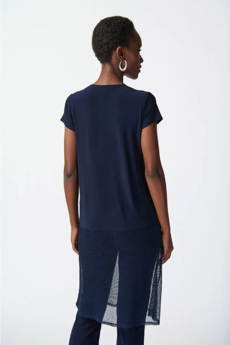 Joseph Ribkoff Eyelet and Mesh Detail Short Sleeves A-Line Tunic Top 241142