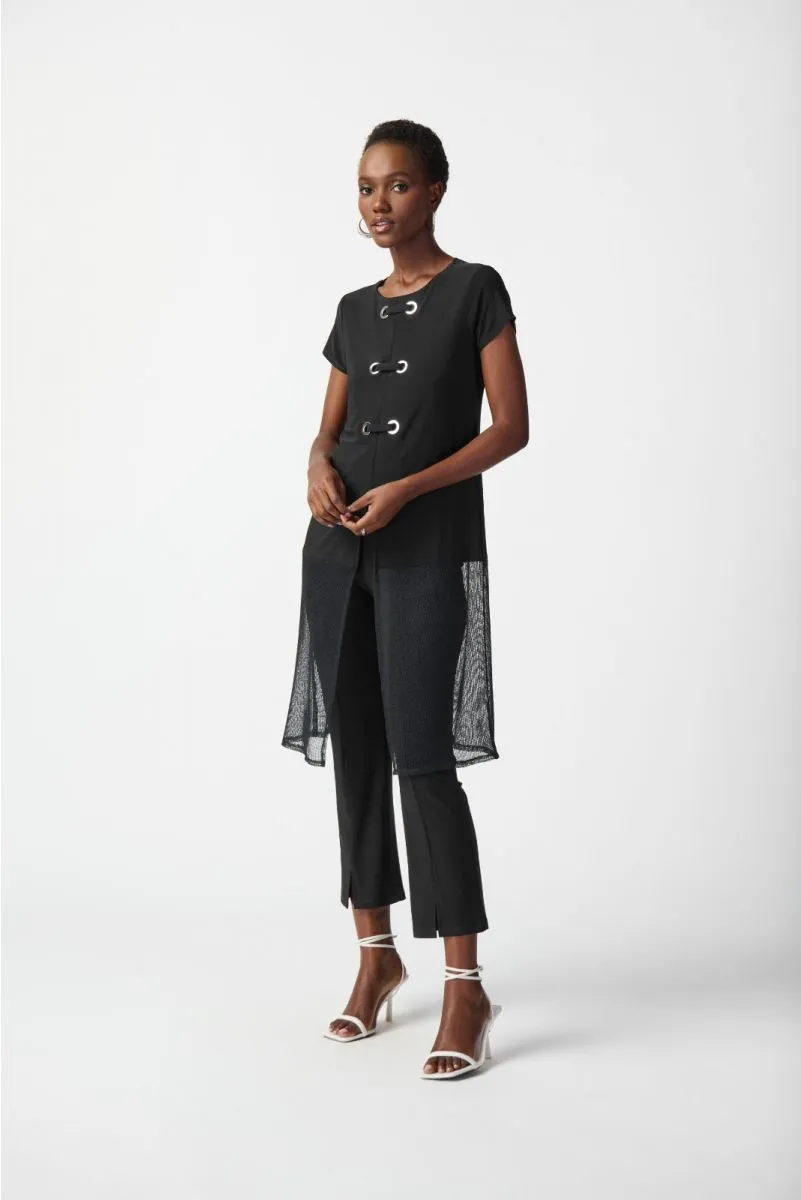 Joseph Ribkoff Eyelet and Mesh Detail Short Sleeves A-Line Tunic Top 241142