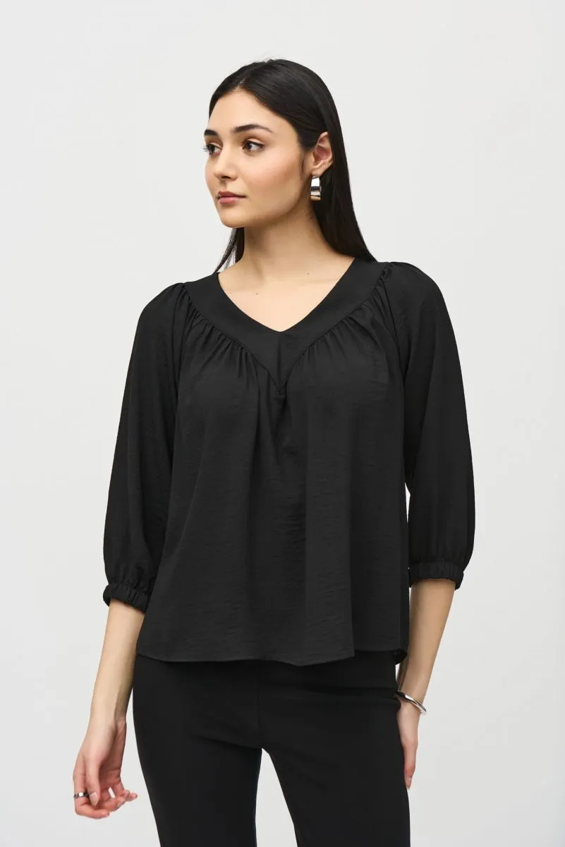 Joseph Ribkoff V-Neck 3/4 Sleeve Peasant Gauze Top 242062