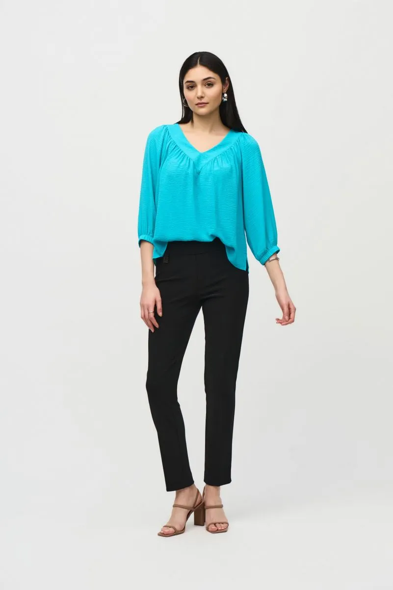 Joseph Ribkoff V-Neck 3/4 Sleeve Peasant Gauze Top 242062