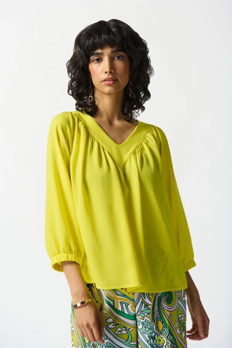 Joseph Ribkoff V-Neck 3/4 Sleeve Peasant Gauze Top 242062