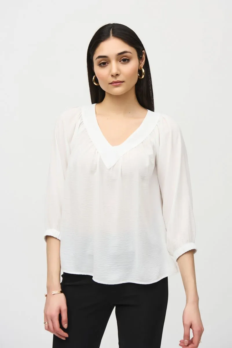 Joseph Ribkoff V-Neck 3/4 Sleeve Peasant Gauze Top 242062