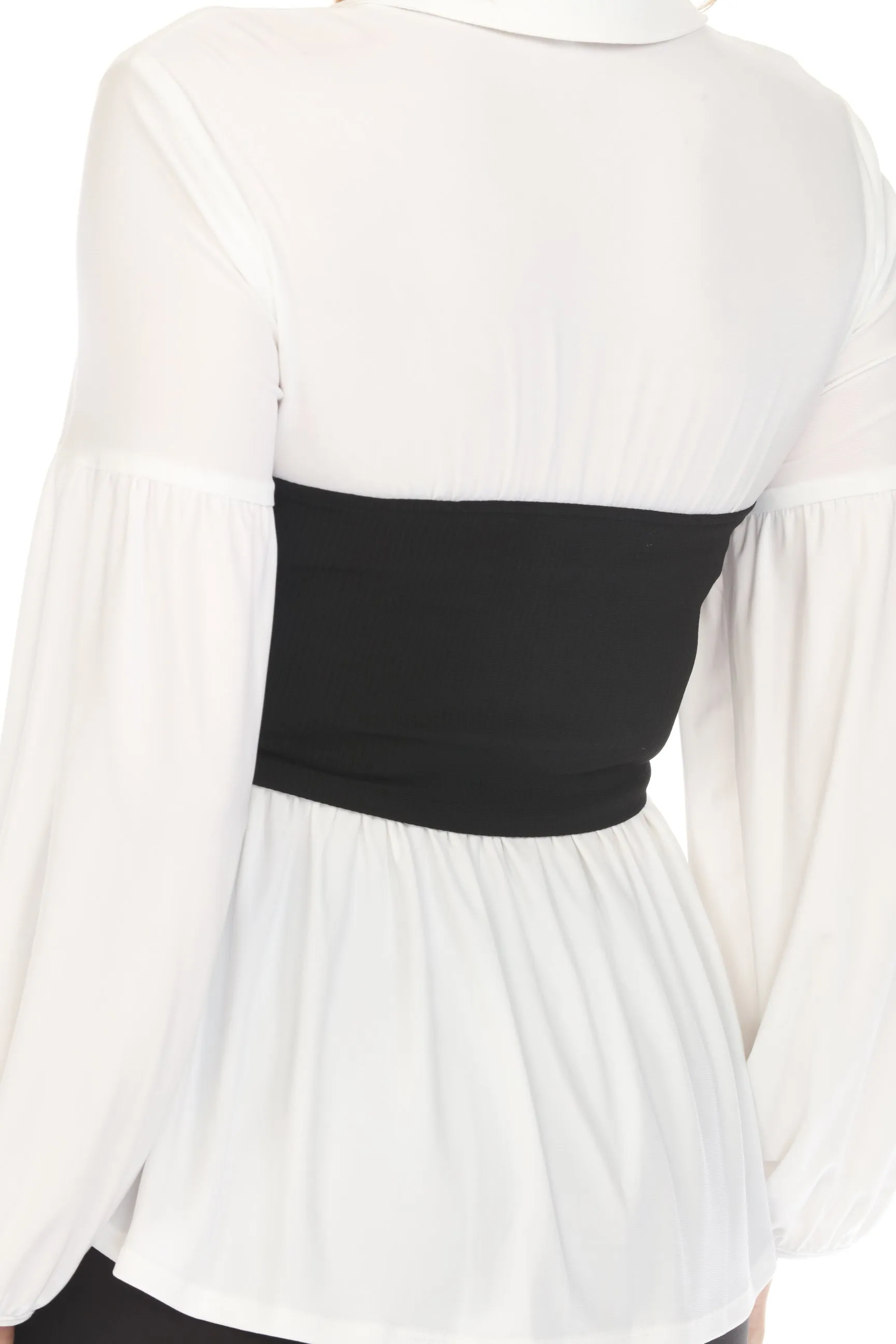 Joseph Ribkoff Vanilla/Black Two-Tone Billow Sleeve Tunic Top 241196