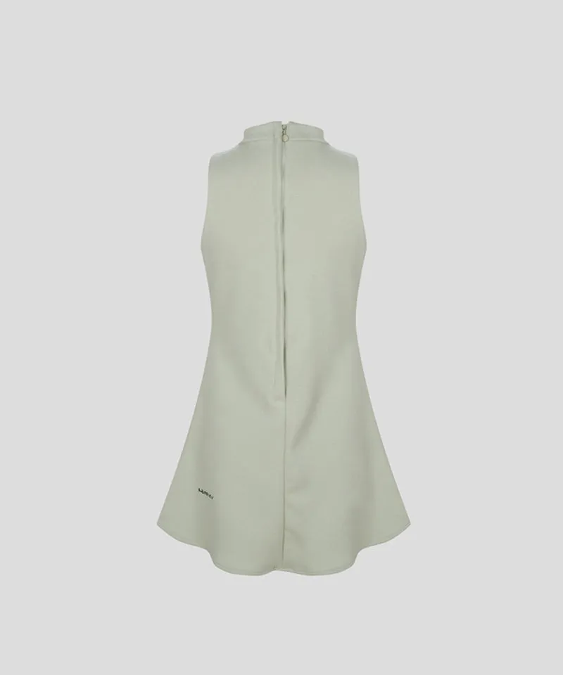KANDINI Half-Neck Sleeveless Dress - Light Khaki
