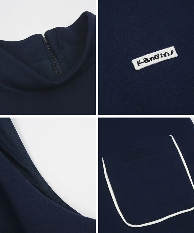 KANDINI Half-Neck Sleeveless Dress - Navy