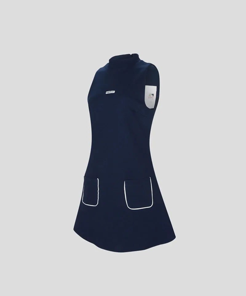 KANDINI Half-Neck Sleeveless Dress - Navy