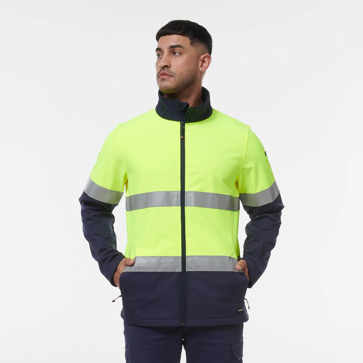 KingGee Men's Ref Softshell Jacket - Yellow/Navy