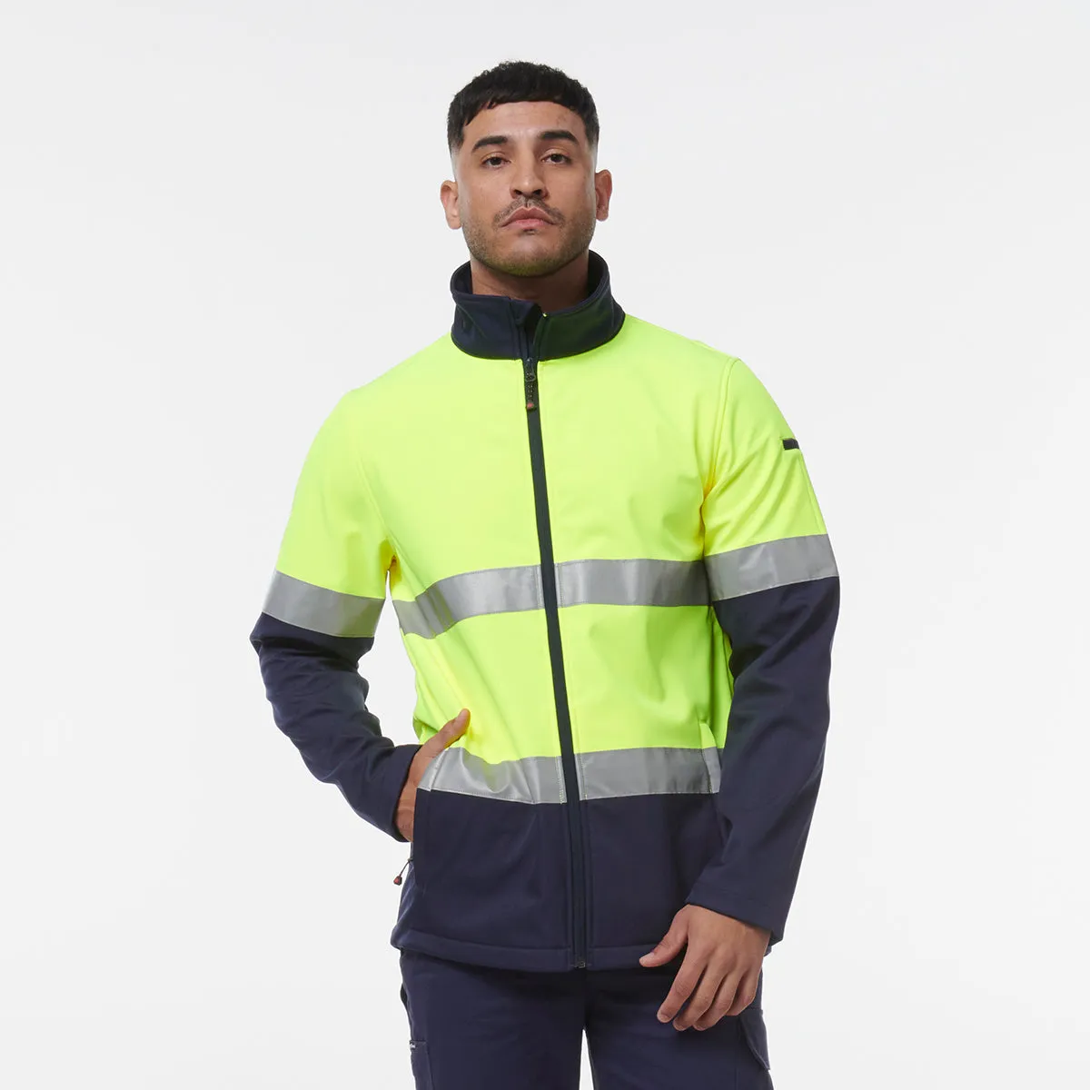 KingGee Men's Ref Softshell Jacket - Yellow/Navy