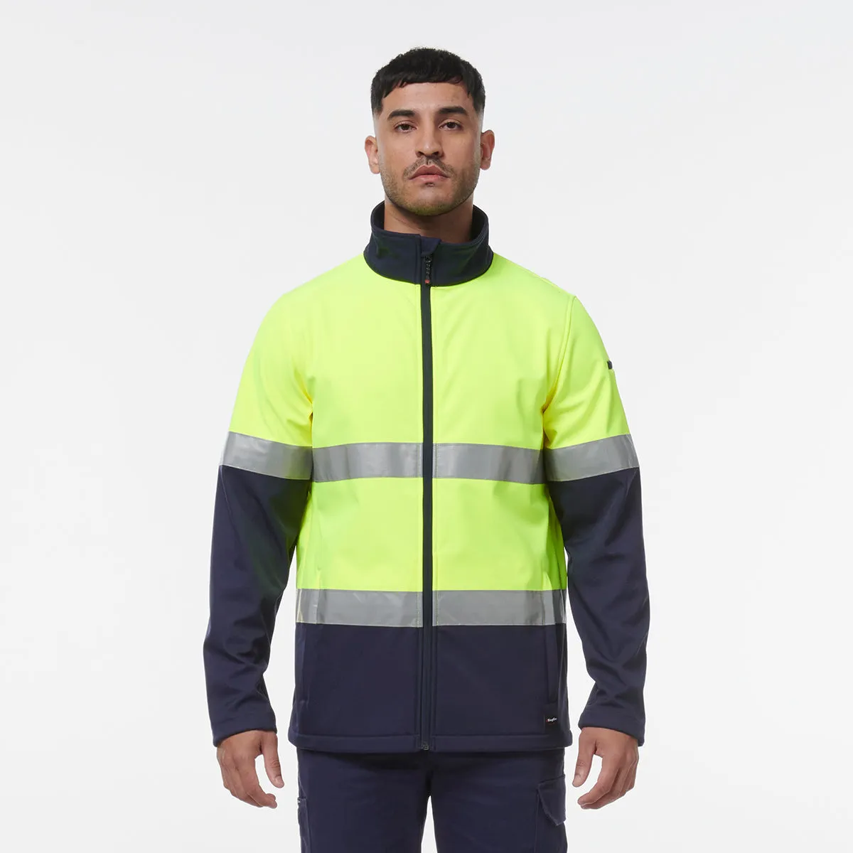 KingGee Men's Ref Softshell Jacket - Yellow/Navy