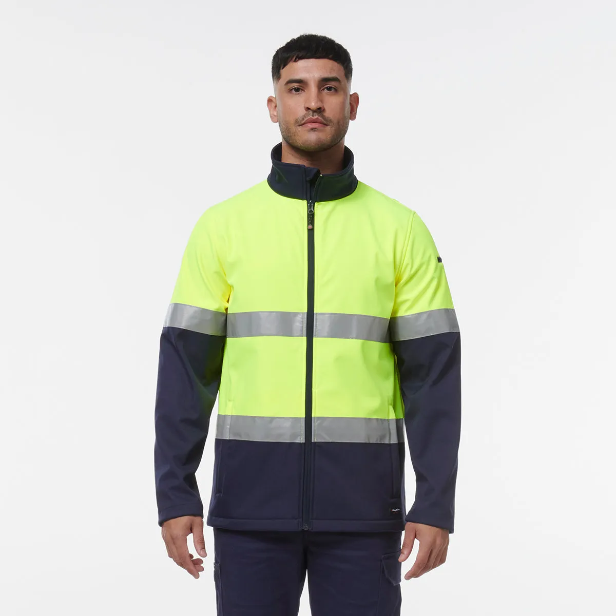 KingGee Men's Ref Softshell Jacket - Yellow/Navy