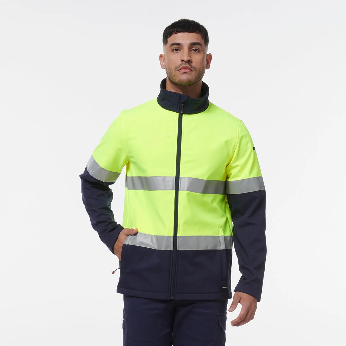 KingGee Men's Ref Softshell Jacket - Yellow/Navy