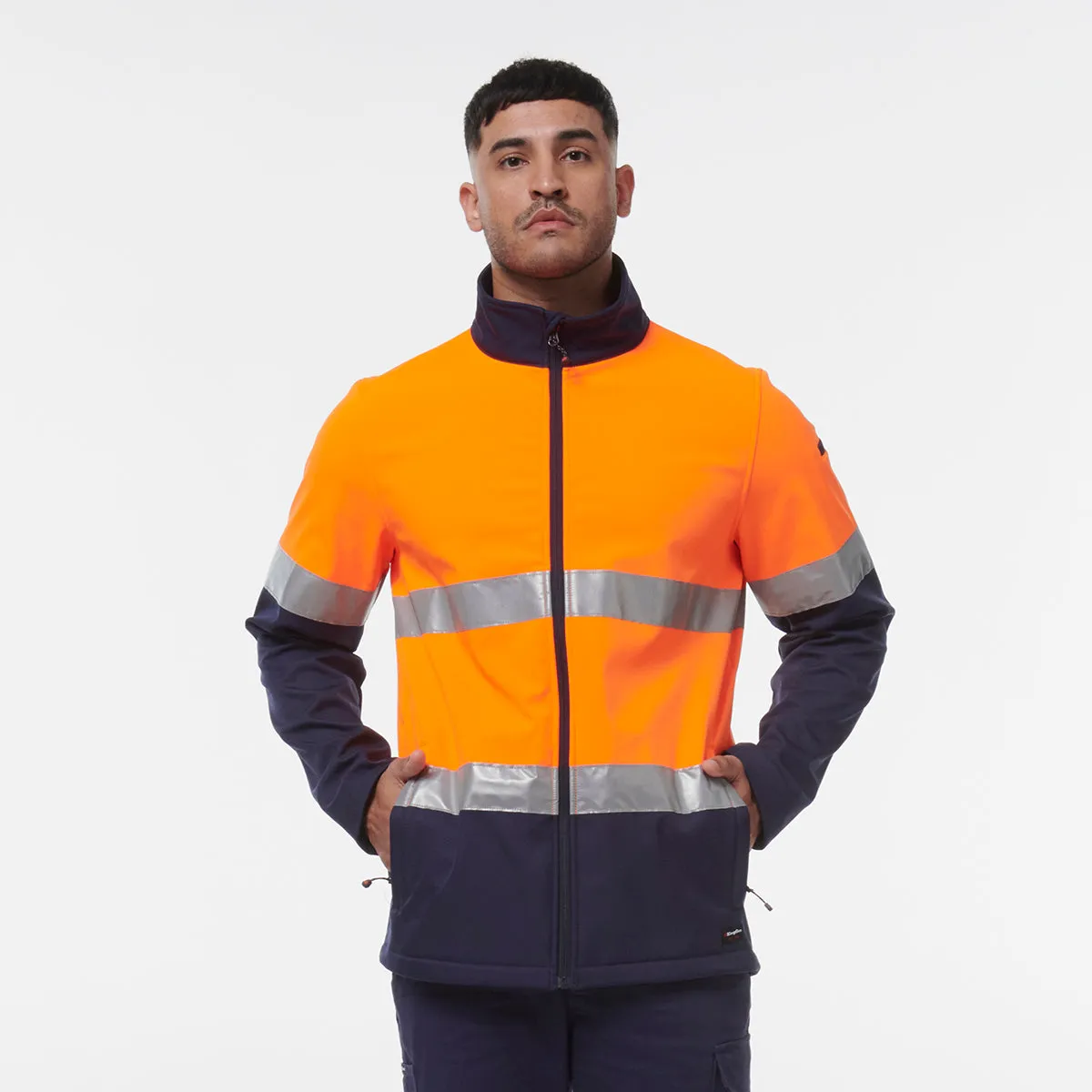 KingGee Men's Reflective Softshell Jacket - Orange/Navy
