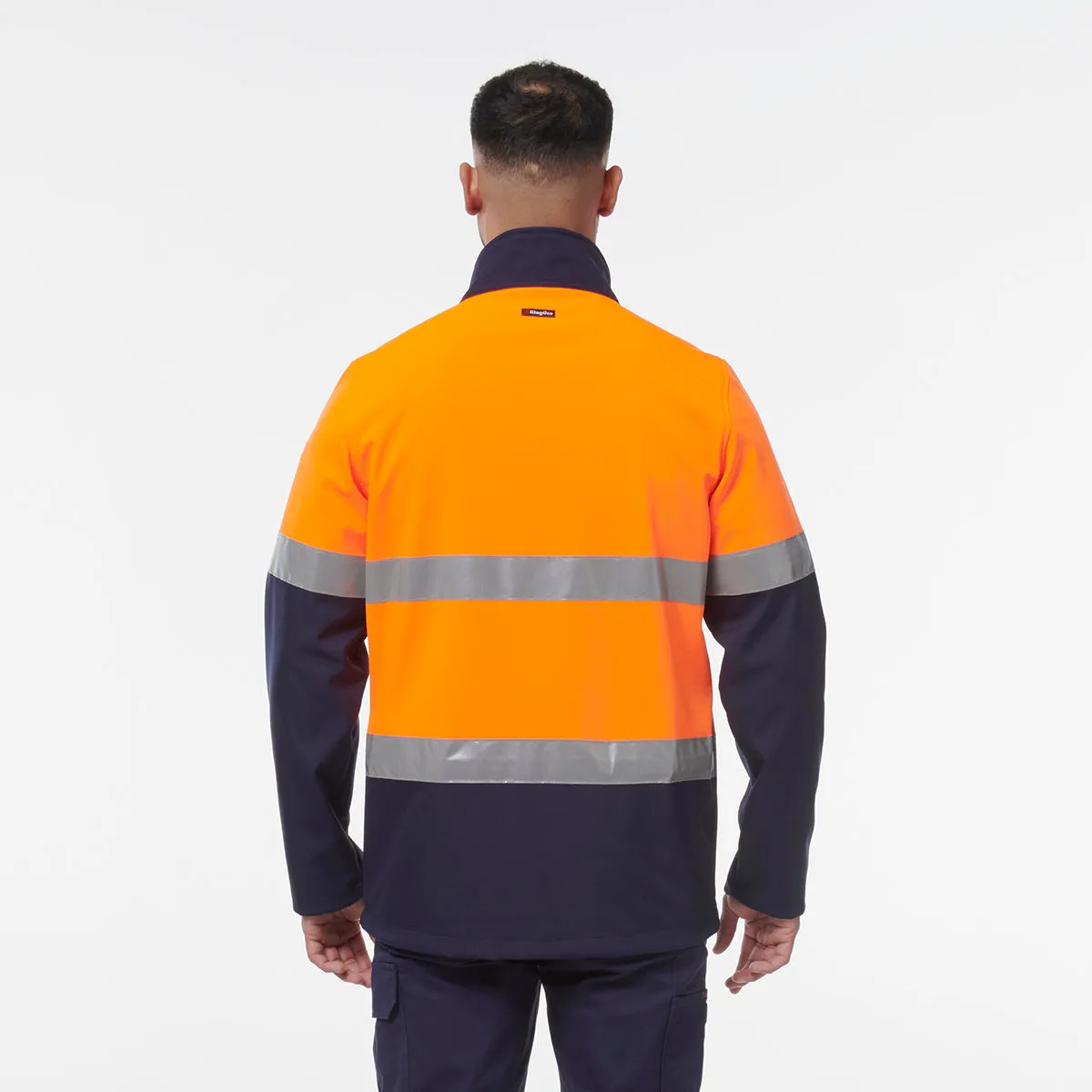 KingGee Men's Reflective Softshell Jacket - Orange/Navy