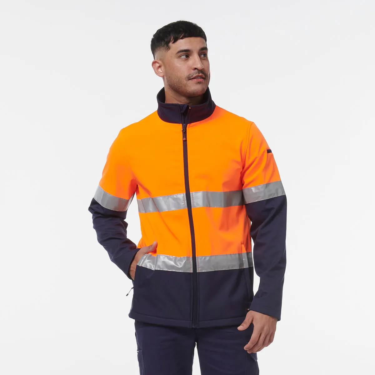 KingGee Men's Reflective Softshell Jacket - Orange/Navy